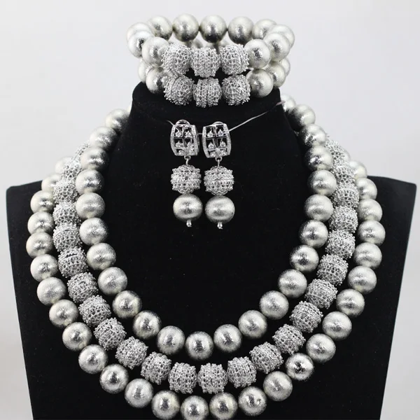 2017 Fashion Necklace African Beads Jewelry Set Nigerian Wedding Inspired Costume Jewellery Set Free Shipping ABH291