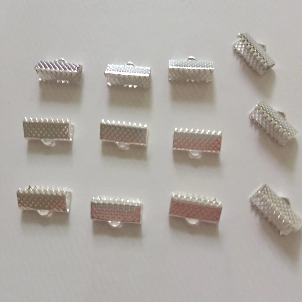 100pcs Crimp Beads Clasps Cord End Clips String Ribbon Leather Clip Foldover Necklace Bracelet Connectors For DIY Jewelry Making