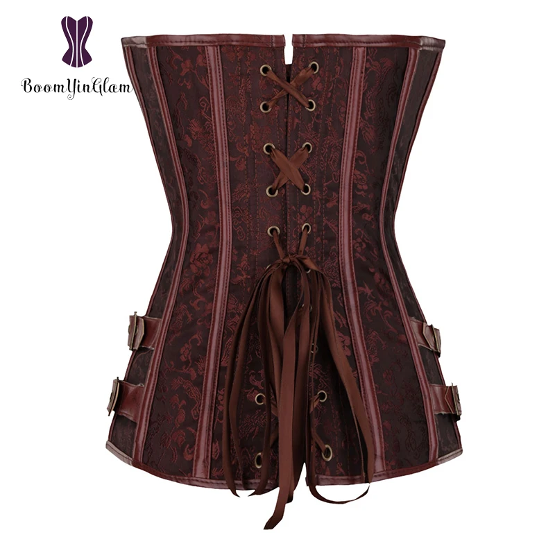 Wholesale Black/Brown Color Body Shapewear Waist Trainer Retro Vintage Women Bustiers Steampunk Gothic Corset Size S-6XL 916#