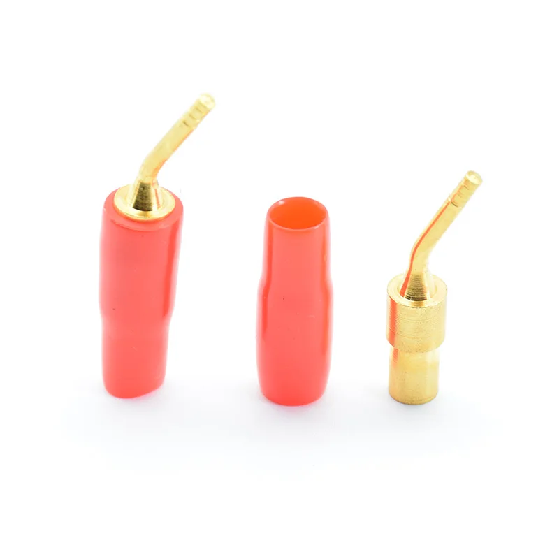 4pcs/lot 2mm Red & Black Gold-plated Copper Banana Plugs Adapter Speaker Audio Wire Cable Connector bent Pin Plugs