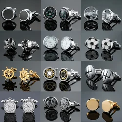 DY New fashion luxury car gear bearing round table thermometer Cufflinks Men's French shirt Cufflinks