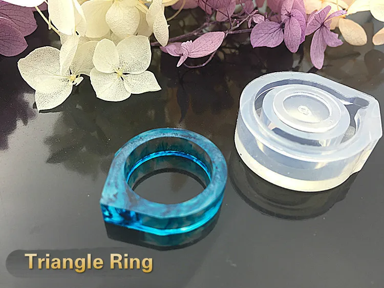 DIY Flat Triangle  Shaped Ring Pendant DIY Silicone Mold Dried Flower Jewelry Accessories Tools Equipments Resin Molds