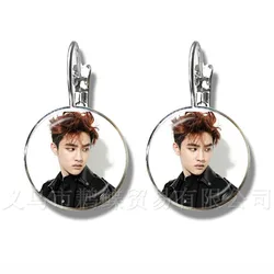 Hot KPOP EXO Earrings EXO Member Figure Silver Plated Stud Earrings For Fans Support Jewelry Wonderful Gift