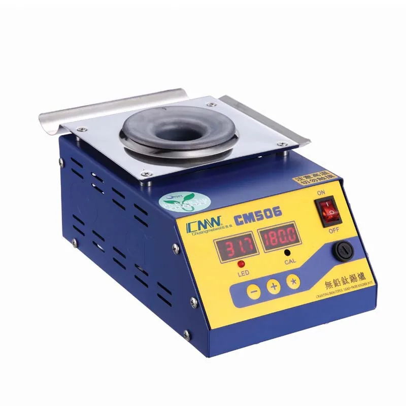 

CM Round Boiler Lead-free Soldering Pot 400℃ Desktop Titanium Solder Furnace 220V 110V AC Tin Melting Heater capacity 0.3-2kg