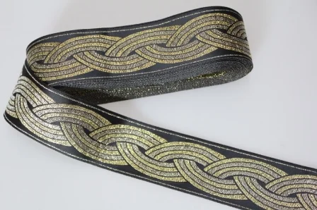 10 yards/lot Woven Jacquard Ribbon about 4.5cm gold vintage style geometric For curtain and clothing accessory LS-0529