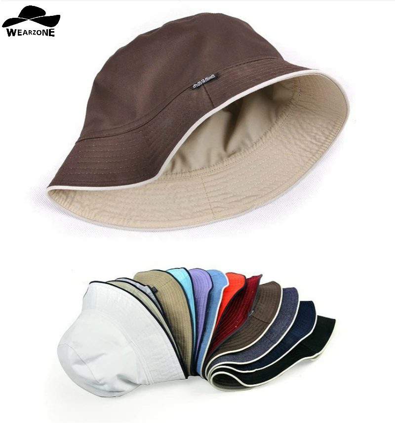 

2022 plain bucket hats men reversible two sides can wear 100% cotton sun bob cap comfortable chapeu fisherman hat