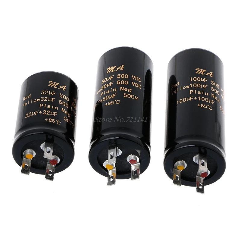 100+100uf,50+50uf,32+32uf,500V Audio Electrolytic Double Amplifier Capacitors Dropship