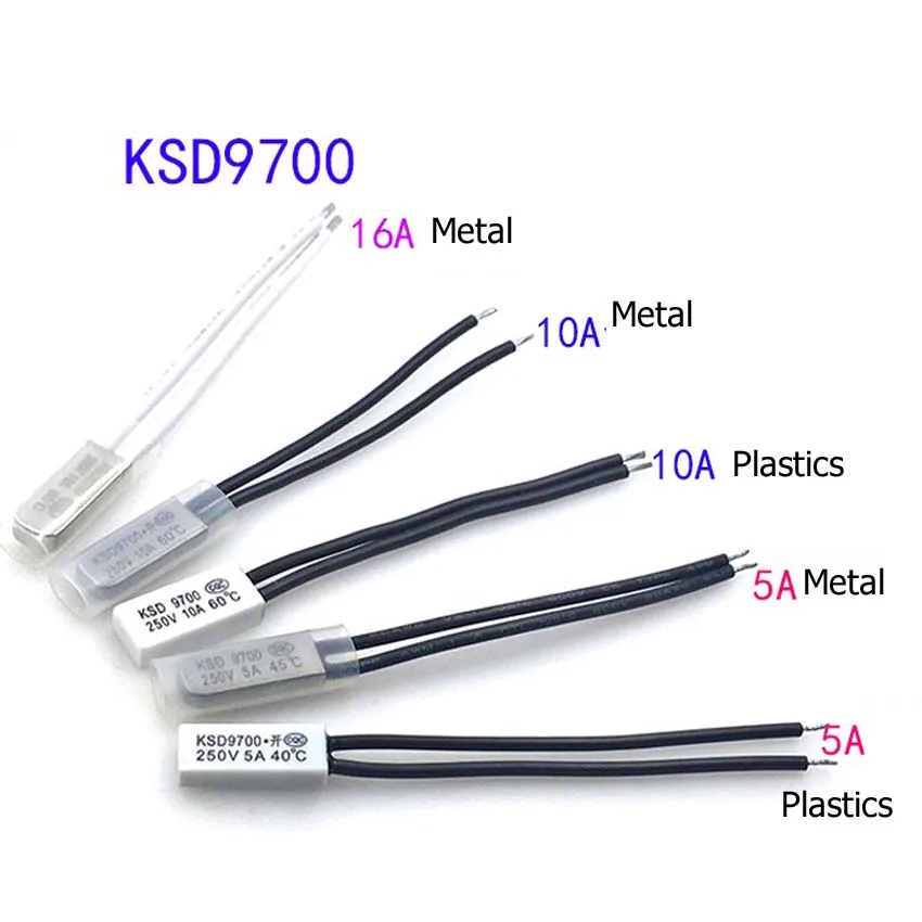 Normal Open Closed Metal Plastic Ceramic Temperature Sensor Switch 15 20 30 40 50 55° Thermostat Switch 60 70 80 90 95°C KSD9700