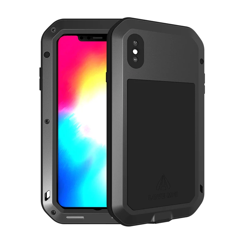 '' LOVE MEI Powerful for Apple iPhone XS Max Case Heavy Duty Shockproof Case Quality TPU & Hard Metal Cover & Toughened Glass