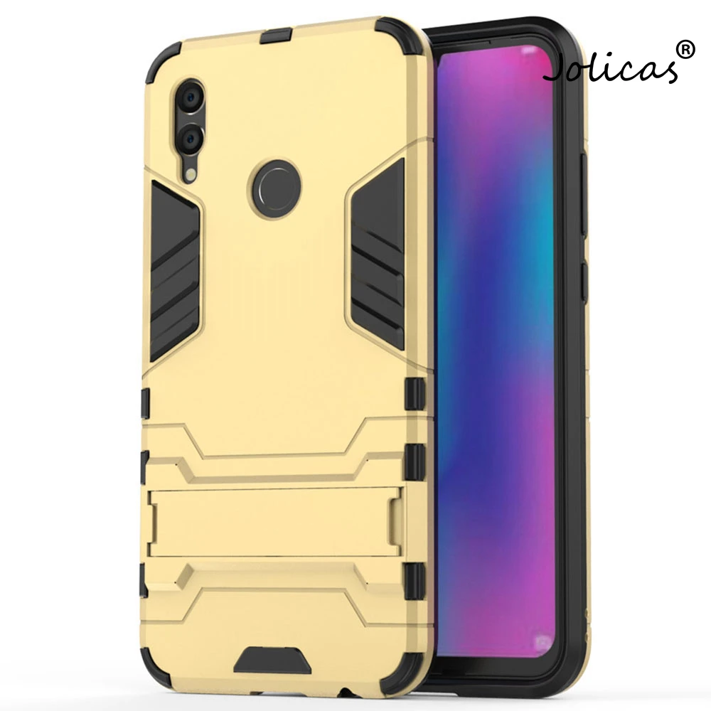 For Huawei Honor 10 Lite Case Cover Luxury Iron Man Stand Case Hard Armor+Soft Silicone TPU Cover for Huawei Honor 10 Lite