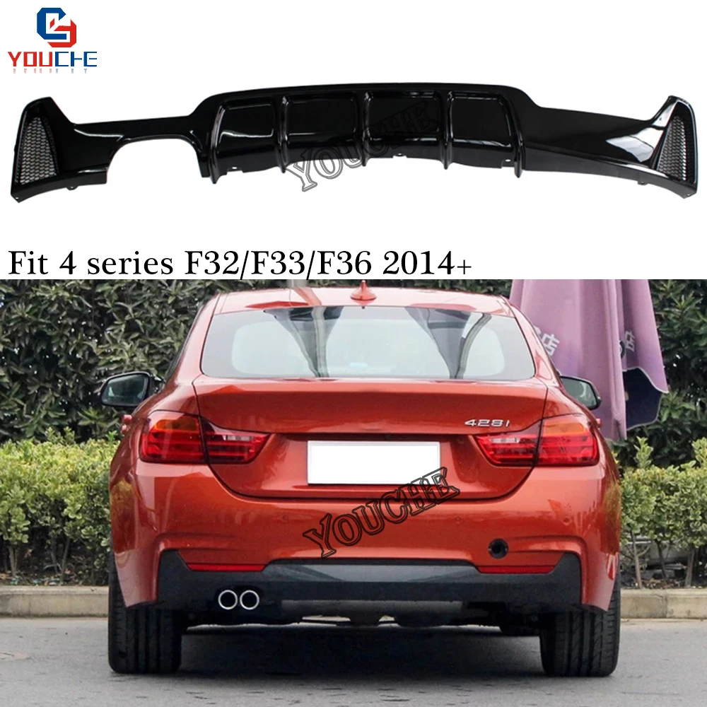 Rear Bumper Diffuser Rear Lip Spoiler Splitter for BMW 4 Series F32 F33 F36 with M package 418i 420i 428i 430i 435i 440i 2014 +