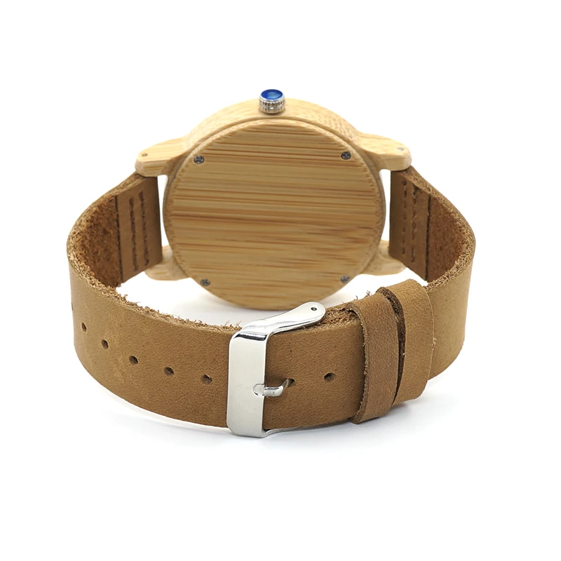 BOBO BIRD-Montre-bracelet à quartz en bois de bambou pour hommes et femmes, bracelet en cuir fait à la main, cadeau personnalisé