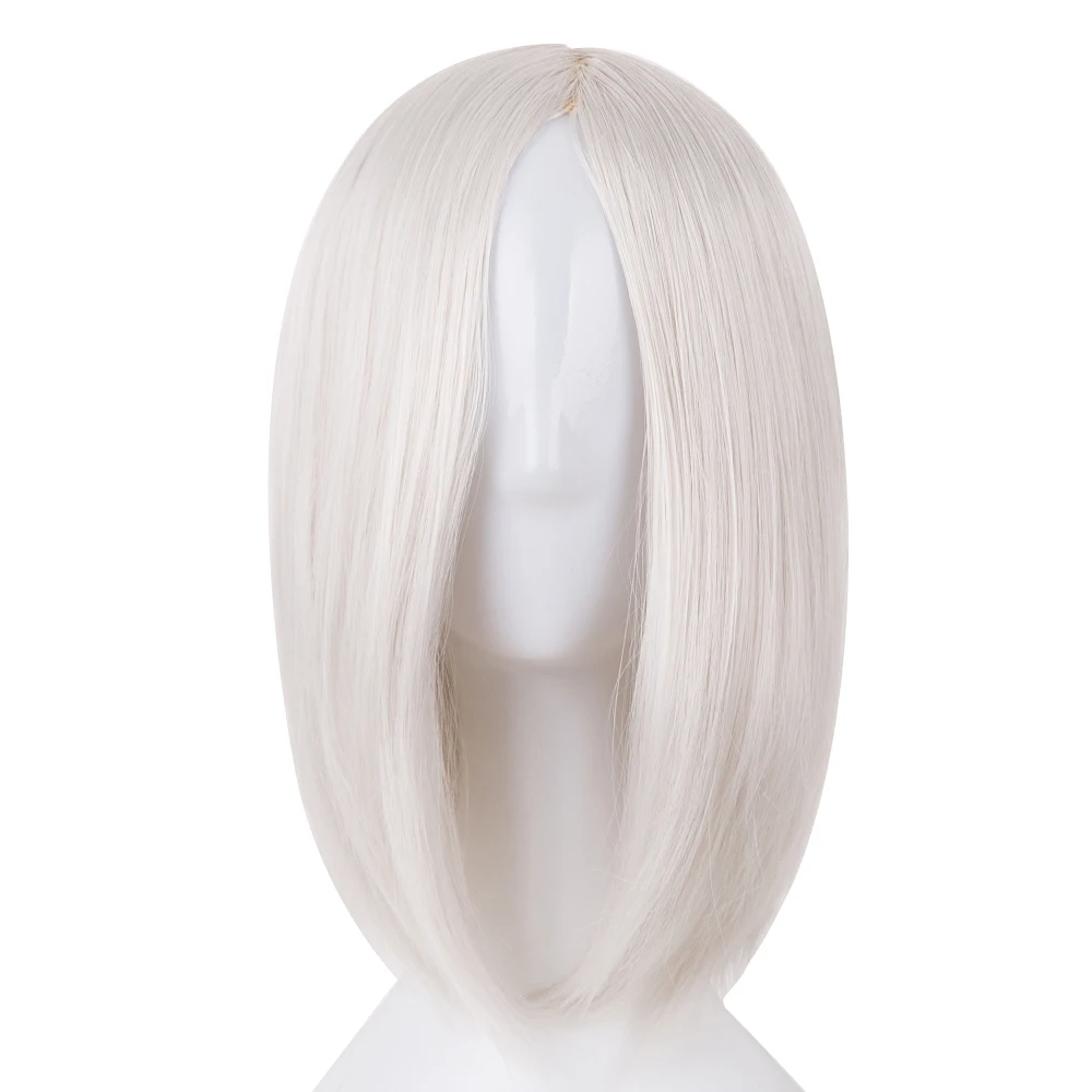 Fei-Show Synthetic Heat Resistant Fiber Short Blonde Wavy Picture Like Bangs Wig Costume Cosplay Salon Party Pink Hairpiece