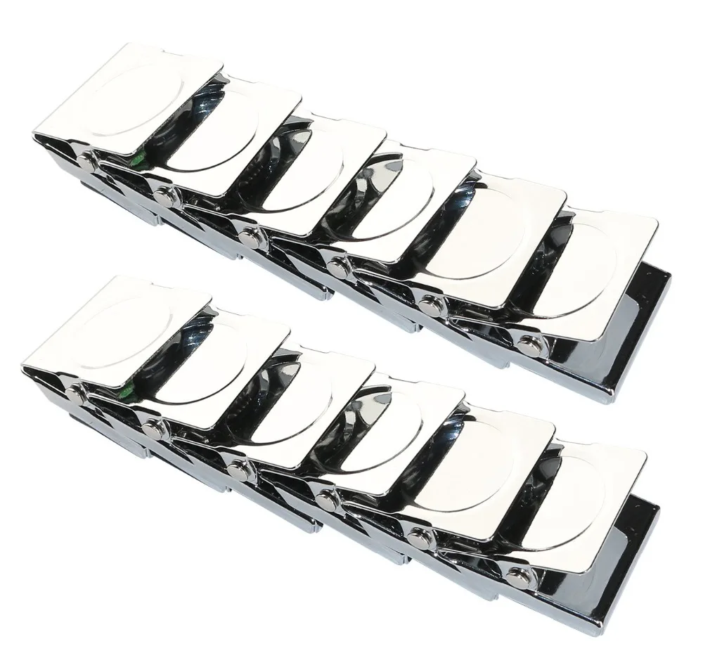 XRHYY 4 PCS Square Spring Magnetic Hook Clips Stainless Steel Metal Paper File Organizer For Home School Fridge Office Photo