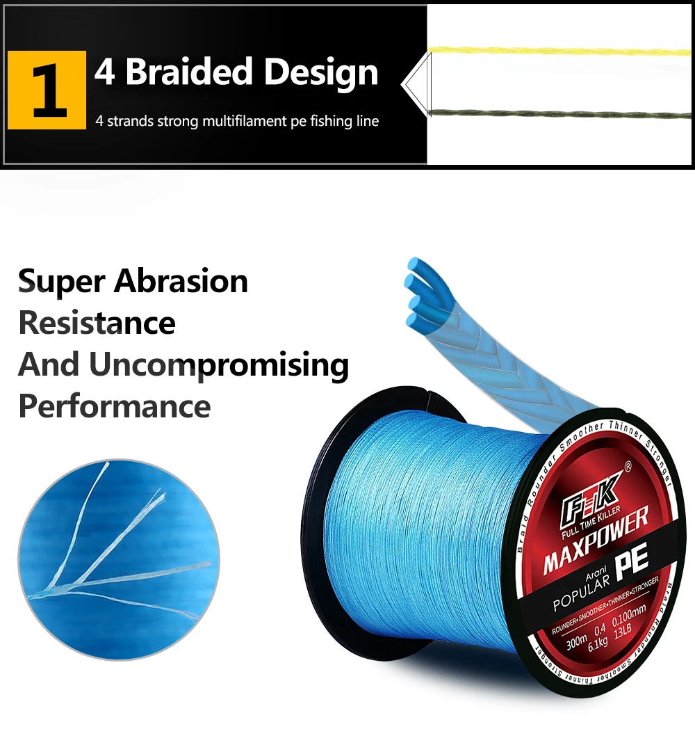 Ligne De Pêche 300M 100 LB 0.55mm Tresse PE Solide Vert