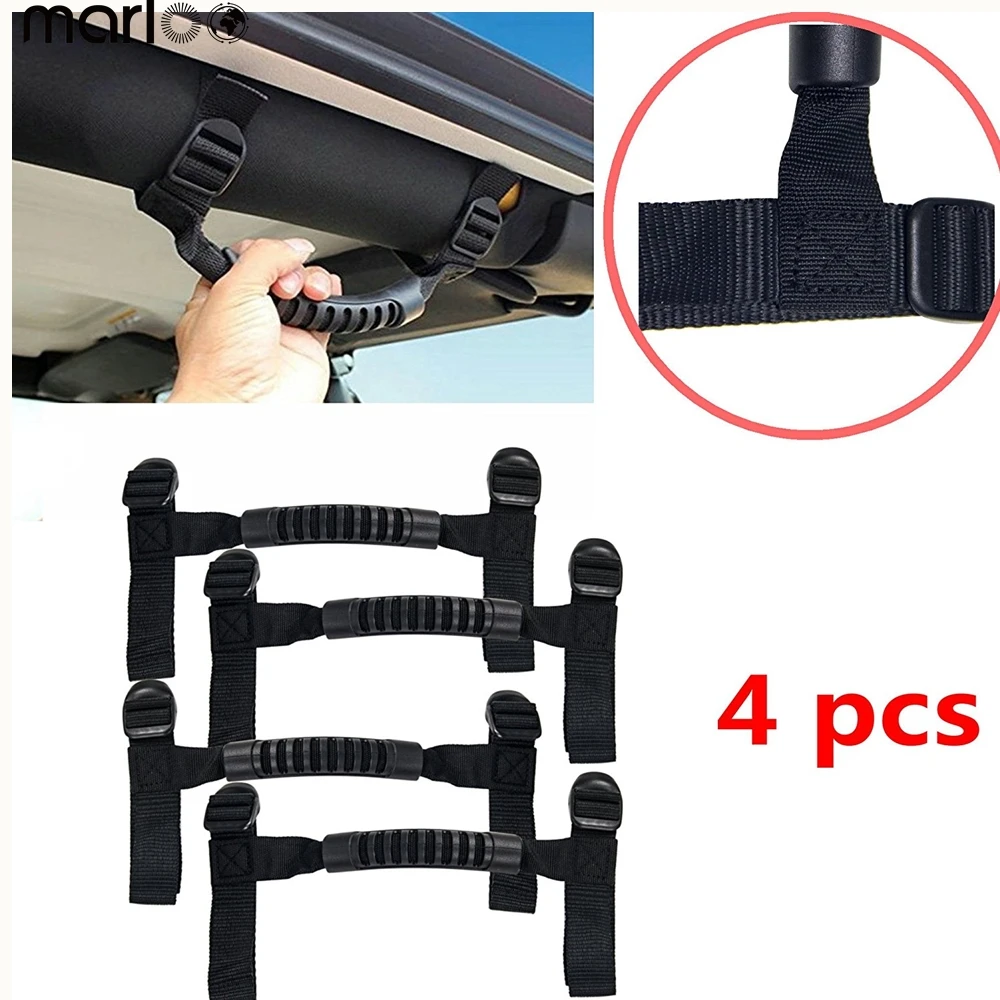 Marloo 4Pcs Grab Handles Roll Bar Grip Hand Holder for Jeep Wrangler YJ TJ JK JKU Rubicon Unlimited X 2/4 Door 1995 -2016