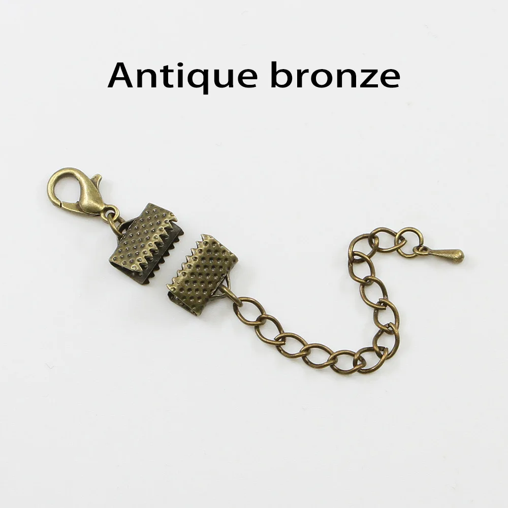 10 Stücke Band Lederband Endverschluss Verschlüsse Extender Kette Karabiner Verschlüsse Anschlüsse Für Schmuck Machen Diy Armband Erkenntnisse – Detail 8