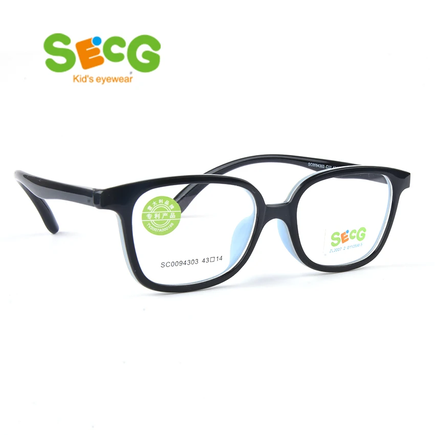 SECG Optical Strabismus Tough Children Glasses Round Big Frame Plastic Titanium Glasses Children TR90 Kids Eyewear Gift Strap