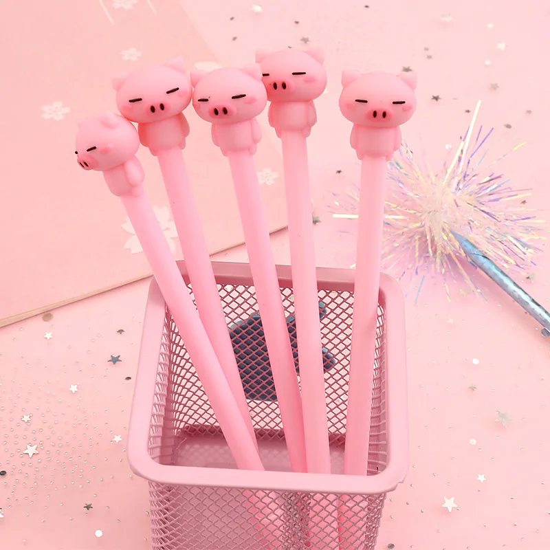 36pcs Korean cartoon cute neutral pen creative pink girl heart pig signature pen pupils black writing water pen