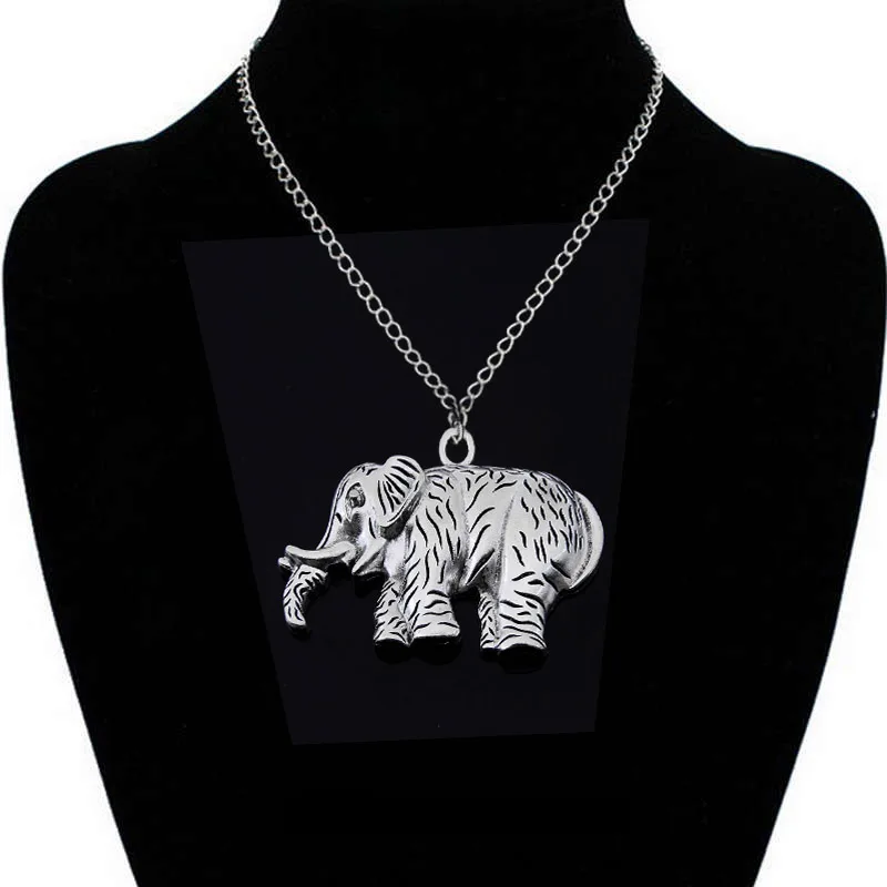 Vintage Gold Metal Elephant Necklace For Women Maxi Animal Pendant Jewelry Party Gift