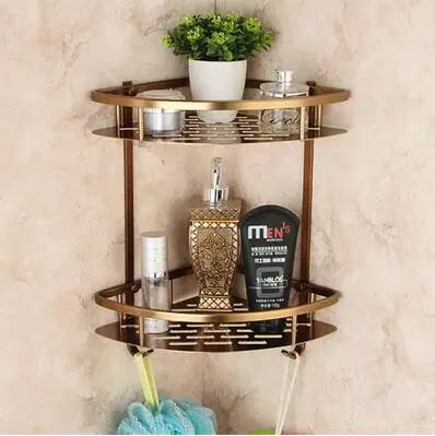 

Wall Mounted Antique bronze Alumimun Bathroom Soap Basket Bath Shower Shelf Triangle Basket Holder building materia