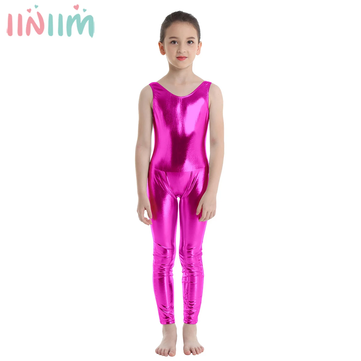 Kids Girls Sleeveless Shiny Costume Ballet Dance Gymnastics Leotard Unitard Dancewear Tutu Professional Ballet Tutu Ballerina