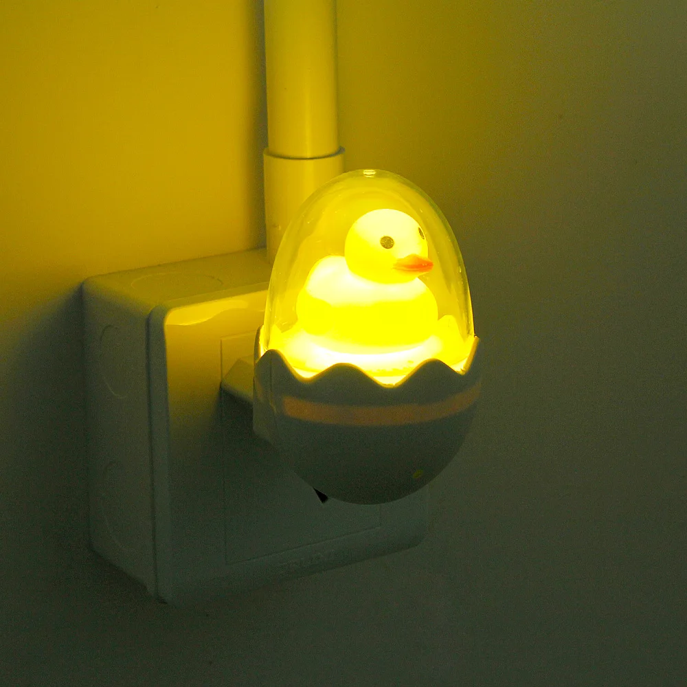Cute Yellow Duck LED Night Light Sensor Control Dimmable Lamp Remote Control EU Plug 220V for Home Bedroom Children Kids Gift