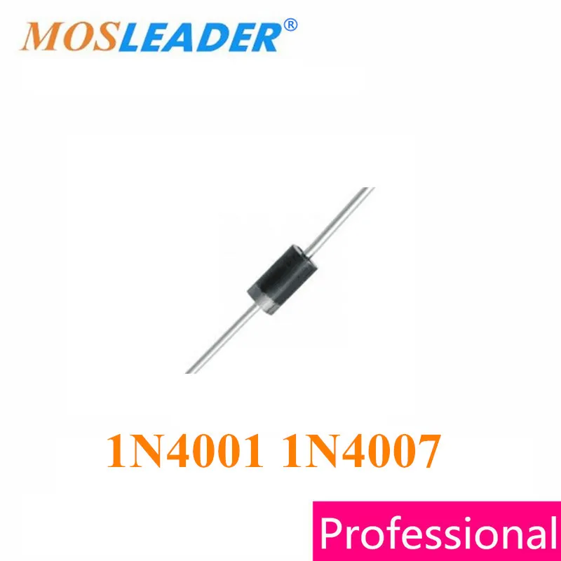 Mosleader 1N4001 1N4007 DO41 1000PCS 45MM DIP 1A 50V 1A 1000V Without tape Chinese High quality