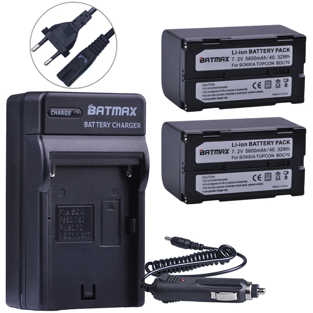 

2Pcs 5600mAh BDC70 Battery + AC Wall Charger Kits for Topcon Sokkia Total Stations, Robotic Total Stations and GNSS Receivers