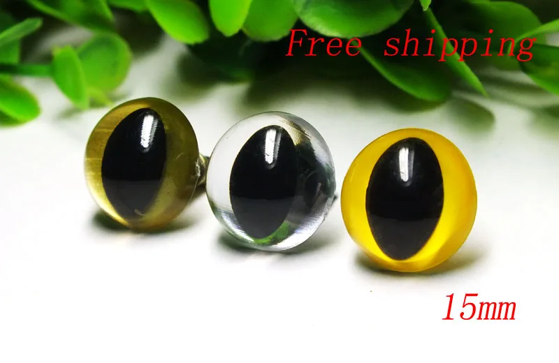 Free Ship15mm Gold-White-yellow Color Cat Eyes - 30pairs Craft Safety Eyes/Doll Eyes