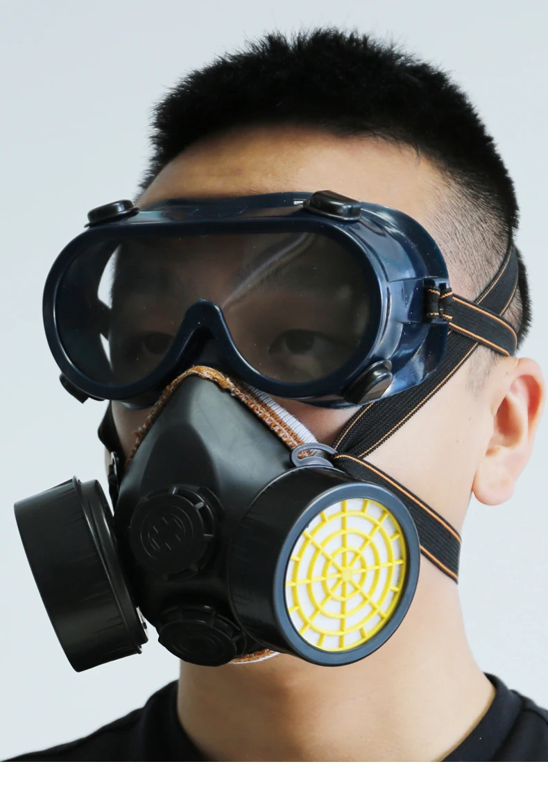 Gas Mask Chemical Gas Anti Dust Paint Industrial Respirator Dual Filter Face Safety Protection Mask with Goggles Wholesale