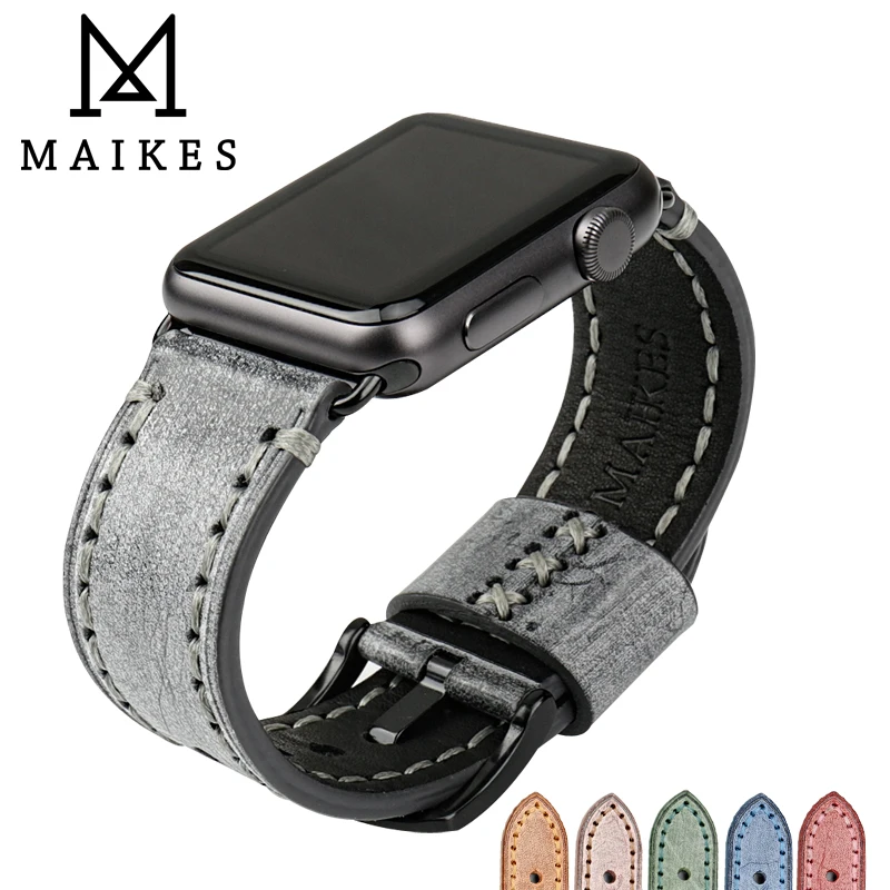 

Ремешок MAIKES из натуральной кожи для Apple Watch Band 49 мм 45 мм 44 мм 40 мм 42 мм 38 мм, браслет для iWatch Series SE 8 7 6 5 4 3 2 1