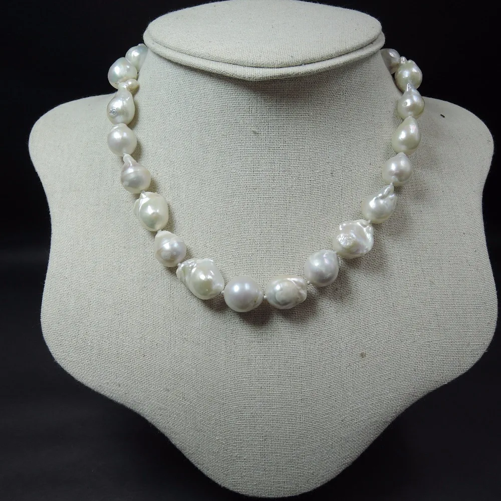 100% NATURE FRESHWATER Baroque PEARL NECKLACE-big pearls-nature colors