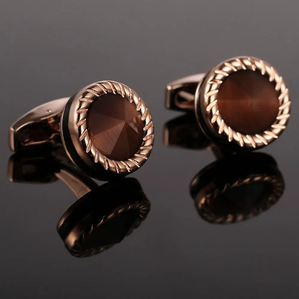 VAGULA Men Jewelry Cufflinks Luxury gift Party Wedding Suit Shirt Gemelos Button Coffee Catseye Cuff links 52506