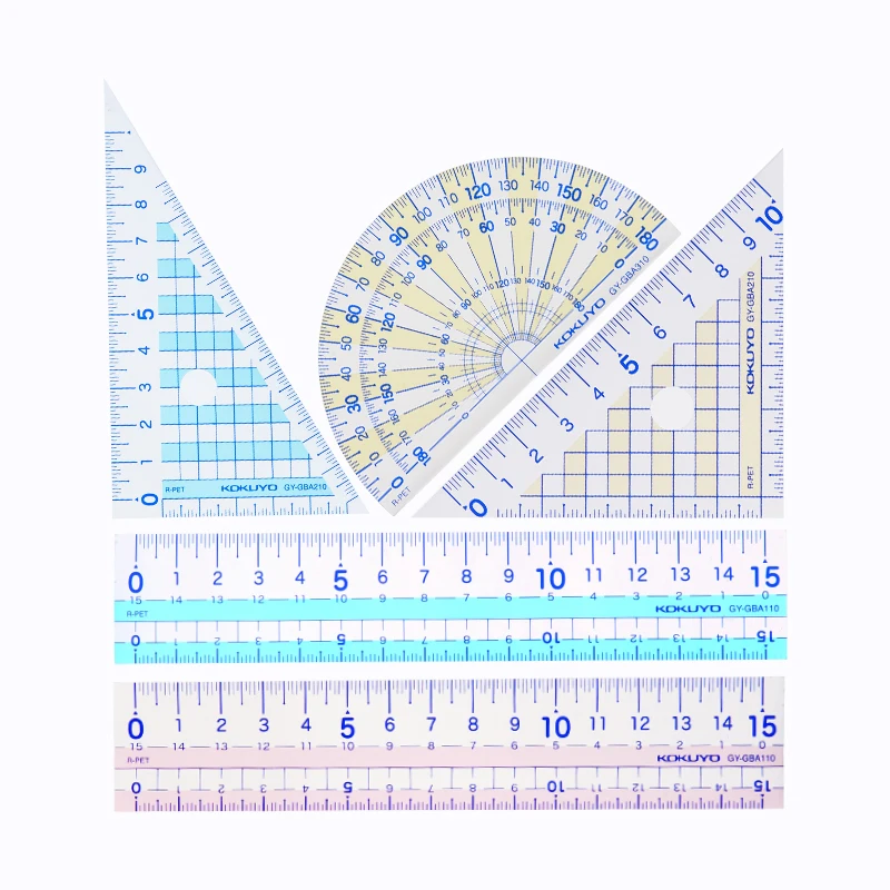 Japan KOKUYO Student Ruler Stationery Protractor Triangular Ruler GY-GBA110 for School Office