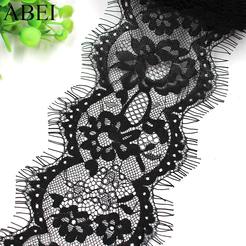 11cm 3Meters Nylon Black Eyelash Lace Trims DIY Sew Lace Fabric Party Dress Clothes Edge Embellishment Wedding Hometexile Craft