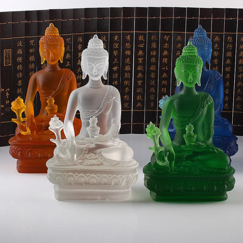 

Fengshui New Coloured glaze buddha statue Bhaisajyaguru figure Bhaisajya Buddha figurine medicine Buddha Bodhisattva Good luck