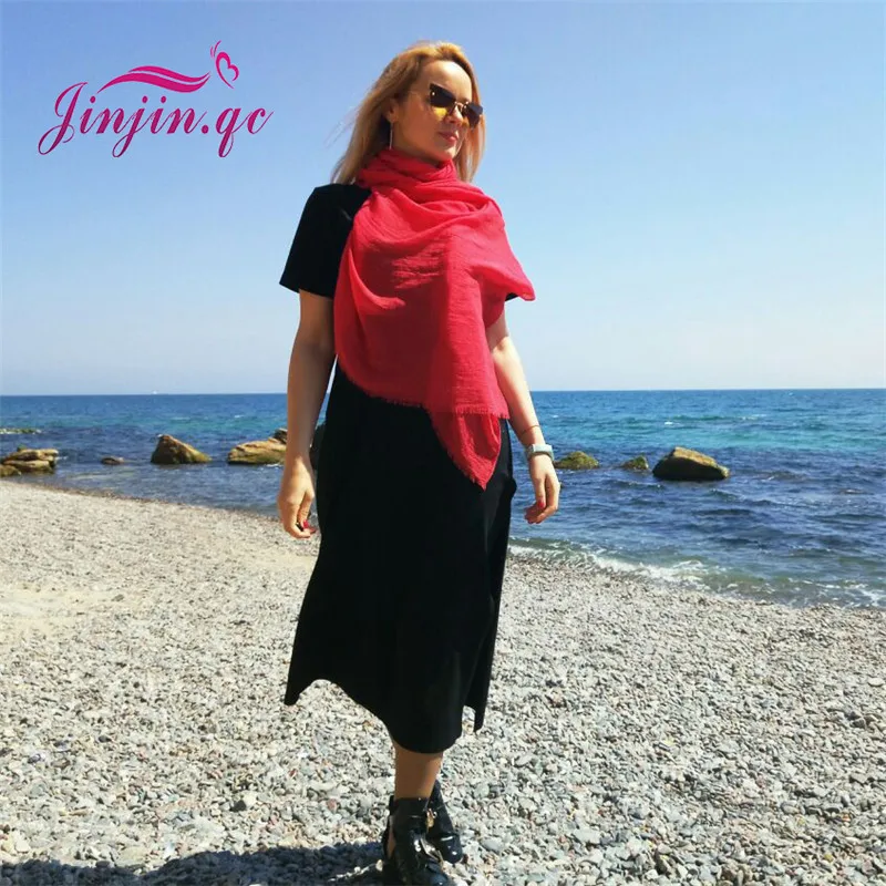 Jinjin.QC Fashion Women Scarf Summer WoMen Solid Color Scarves and Shawls Jersey Hijab Echarpes Foulards Femme Instant Jilbab