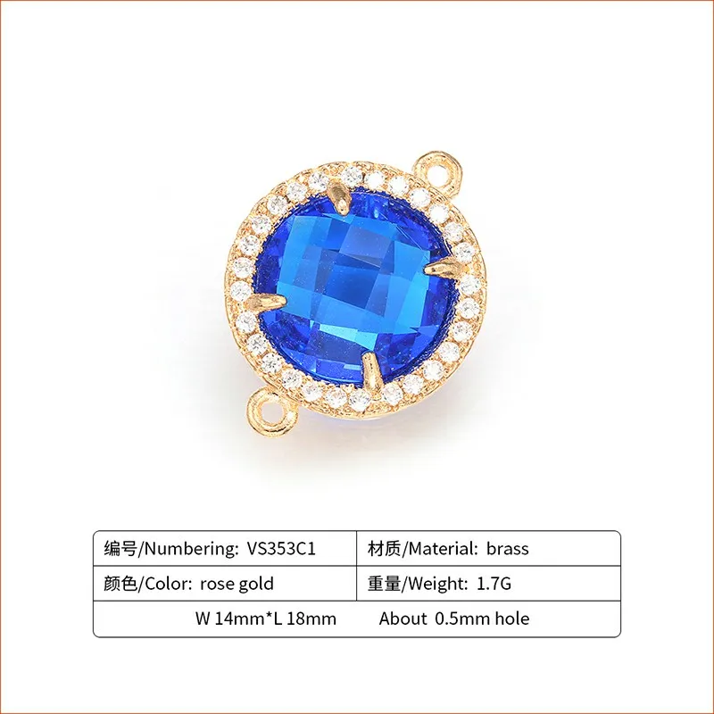 ZHUKOU 14x18mm Mooie Messing Zirconia Ronde Kristal Connectors voor Ketting Handgemaakte sieraden maken bevindingen model: VS353 - afbeelding 1