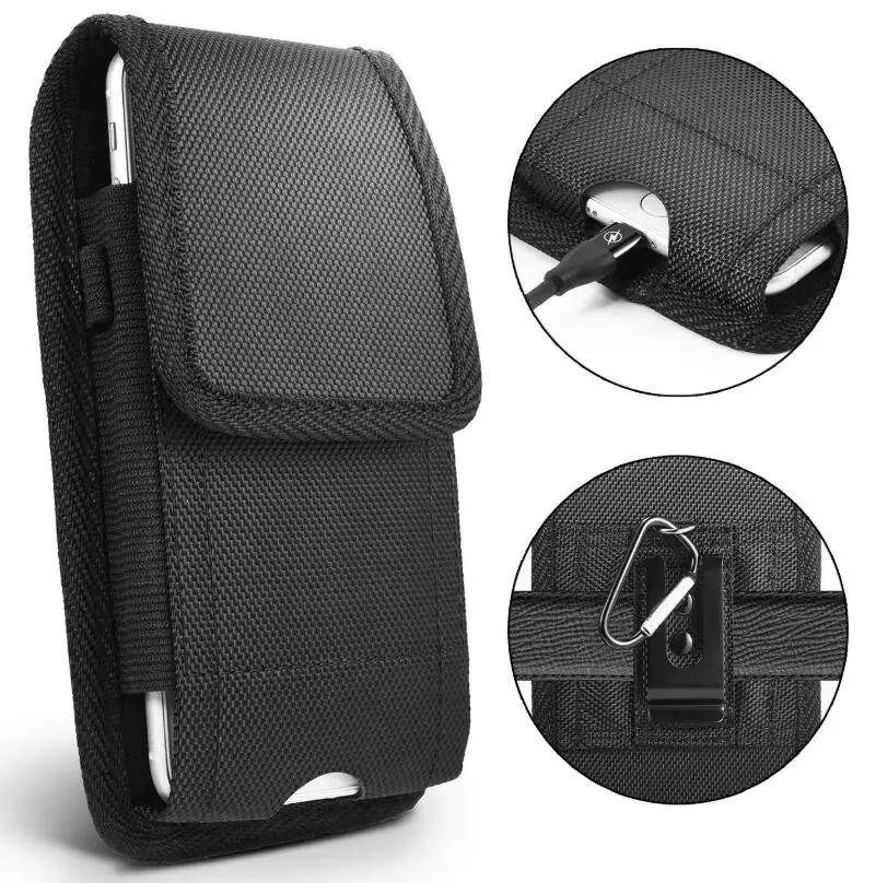 Vertical Nylon Pouch Case Waist Bag Holster with Belt Clip/Loop for Cell Phone under 5.8 inch for iPhone X XR 6//6s/7/8 Plus