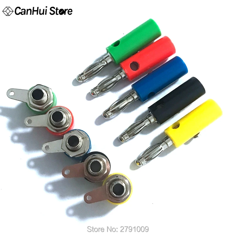10ps 4mm Banana Socket Nickel Plated Binding Post Nut Banana Plug Jack Connector Red + Black JS-910B Terminal JS919 Opening 8mm