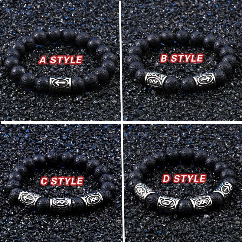 Pulseira Masculina Black Lava Stone men Jewelry Thor viking hammer fashion bracelet bangle for women 2018 Love jewelry HSS001