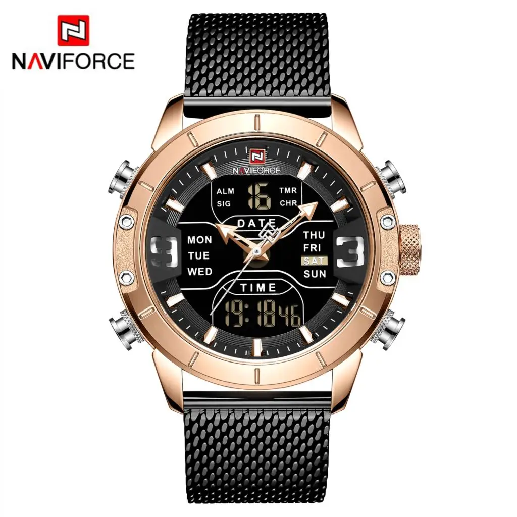 NAVIFORCE Men Military Watch 30m Waterproof Wristwatch LED Quartz Clock Sport Watch Male Relogios Masculino Sport Watch Men 2019