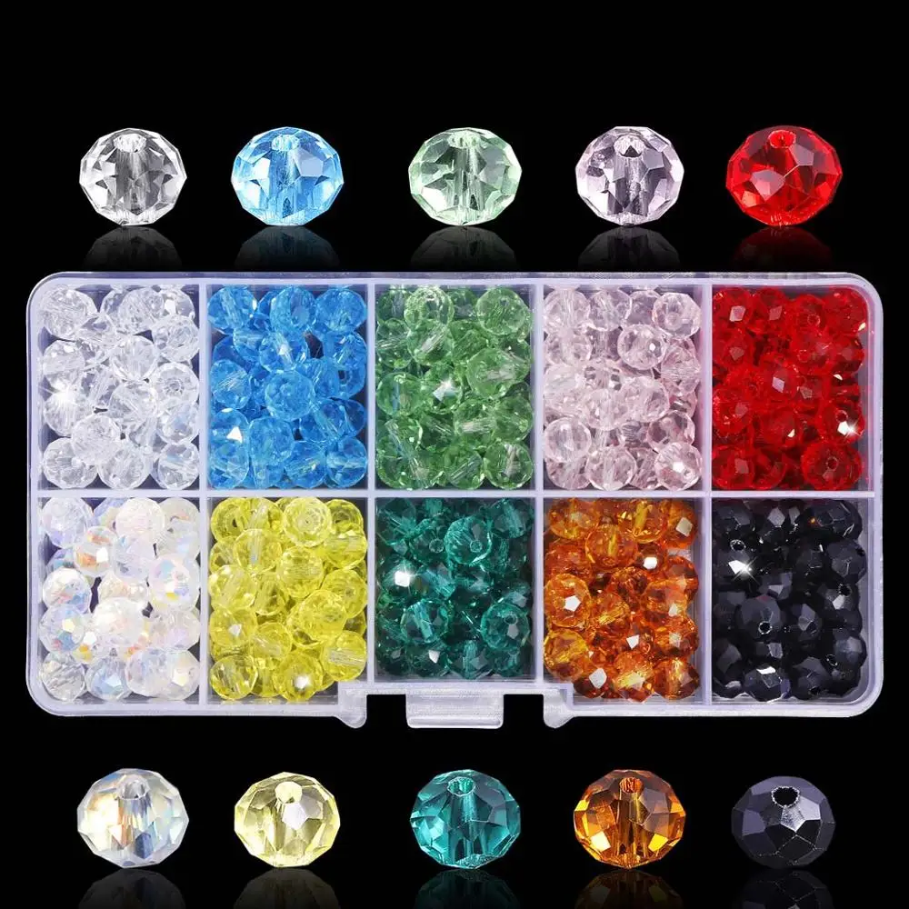 Wholesale Best Selling 10 Colors Crystal Beads Round Glass Beads Faceted loose beads With Container Box for Jewelry making