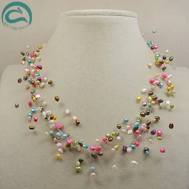 Unique Pearls jewellery Store Handmade Wedding Birthday Perfect Women Gift Multicolor Baroque  Illusion Pearl Necklace