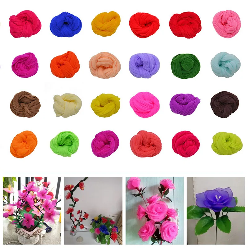 5pcs Multicolor Nylon Stocking Ronde Flower Material Tensile Stocking Material Accessory Handmade Wedding Home DIY Nylon Flower