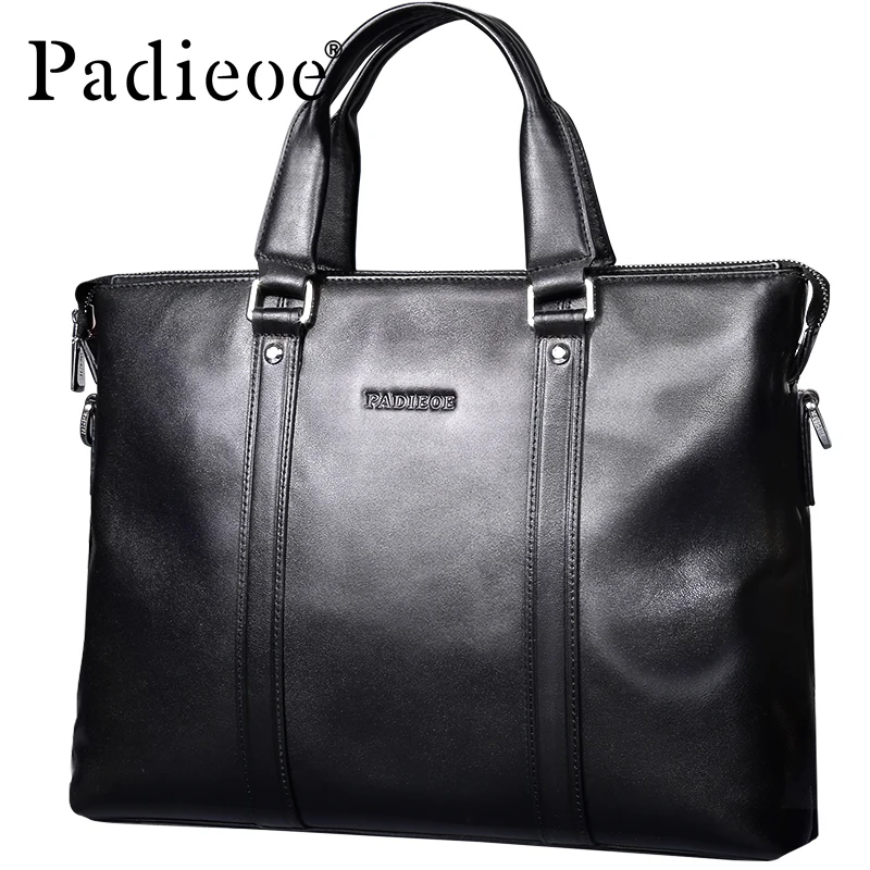 Padieoe-Bolsa de Carteira de Couro Genuíno Masculina, Bolsa de Documentos Empresariais, Bolsa Laptop, Ombro, Marca de Luxo