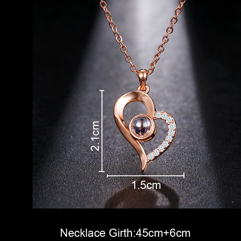 Emmaya Brand New Rose Gold color 100 Language I love You Necklace Memory Projection Pendant Wedding Letter Drop Shipping