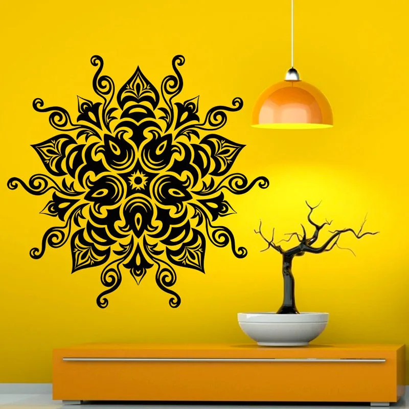 ZOOYOO Mandalas Wall Sticker Flowers Vinyl Art Wall Stickers Home Decor Removable Wall Decoration Indian Design