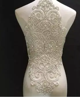 

Silver Rhinestone Bodice Applique Crystal Applique Crystal Bodice Applique For Wedding Dress Bridal Supplies B2#